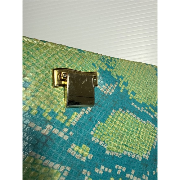 Timothy Hitsman Imatation‎ Snakeskin Handbag W Chain Spain Blue Green - Picture 7 of 11